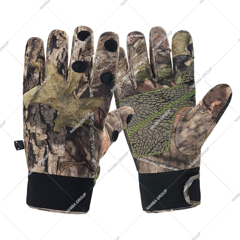 11 NANBA GROUP Custom Logo Camouflage Full Finger Polyester/Cotton Unisex Hunting Gloves - Image 1