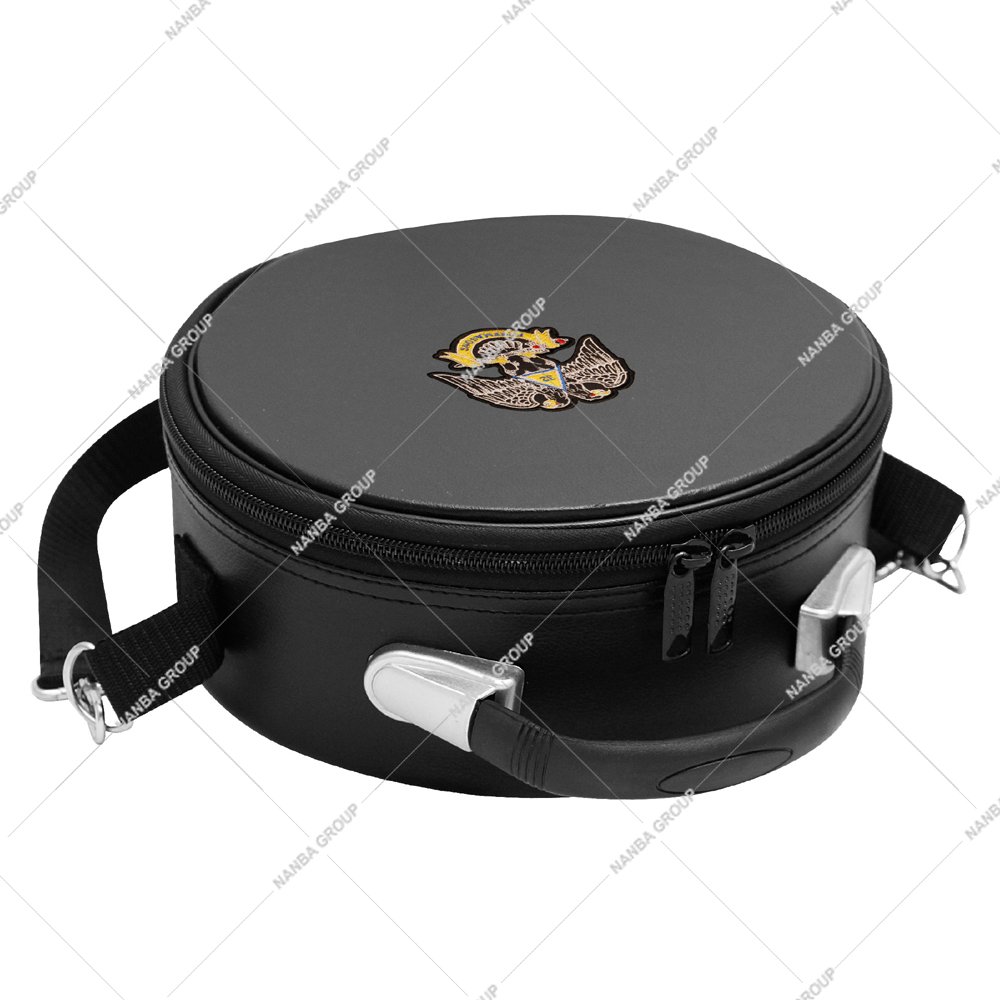 Nanba Group Watermark copy Black 32nd Eagle Lightweight Imitation Leather Zipper Machine Embroidered Strap Masonic Cap Crown Case for Masonic Regalia - Image 1