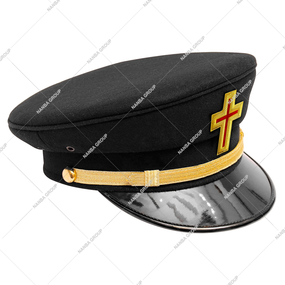 Nanba Group Watermark copy Regalia Lodge Knights Templar fatigue cap features a prominent gold metal emblem on the front - Image 1