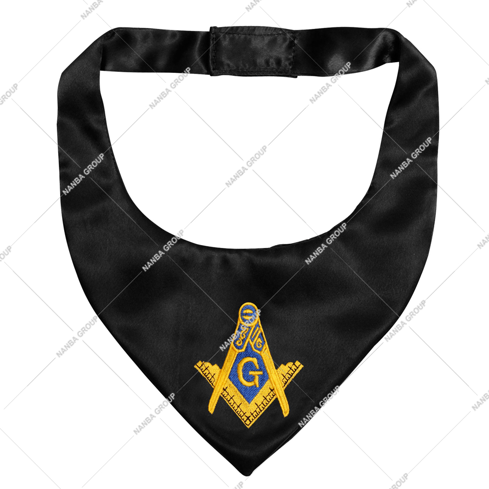 Nanba Group Watermark copy Masonic Master Mason Cravat Black Polyester Embroidered Square Compass G Symbol High Quality Customizable Craft Accessory - Image 1