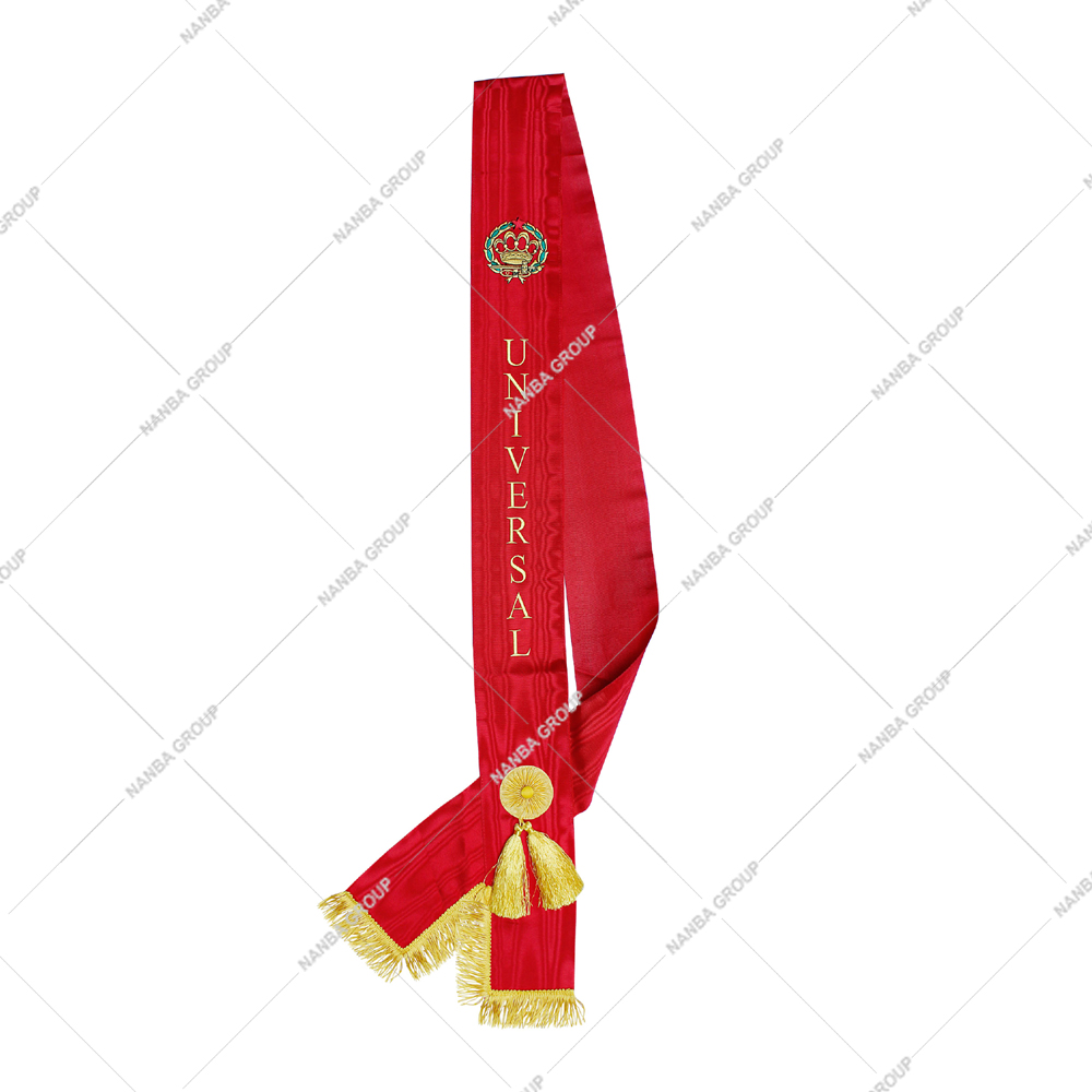 Nanba Group Watermark copy Universal Amaranth Sash (Half Lined) Premium Quality Handmade Cross Style Red Moire Ribbon Party Use OES Sashes - Image 1