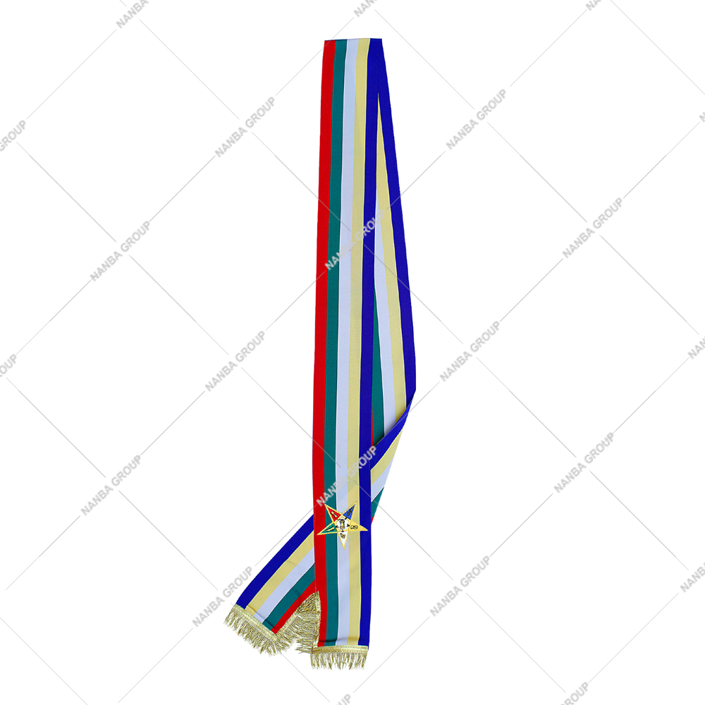 Nanba Group Watermark copy Universal Amaranth Sash-Order of Eastern Star Regalia Silk Moire & Polyester Satin Handmade - Image 1
