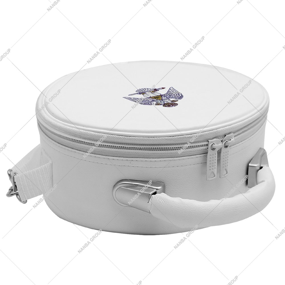 Nanba Group Watermark copy White Honorary 33 Degree Emblem Masonic Cap Crown Case Strap Zipper Closure Lightweight Black Imitation Leather Machine - Image 1