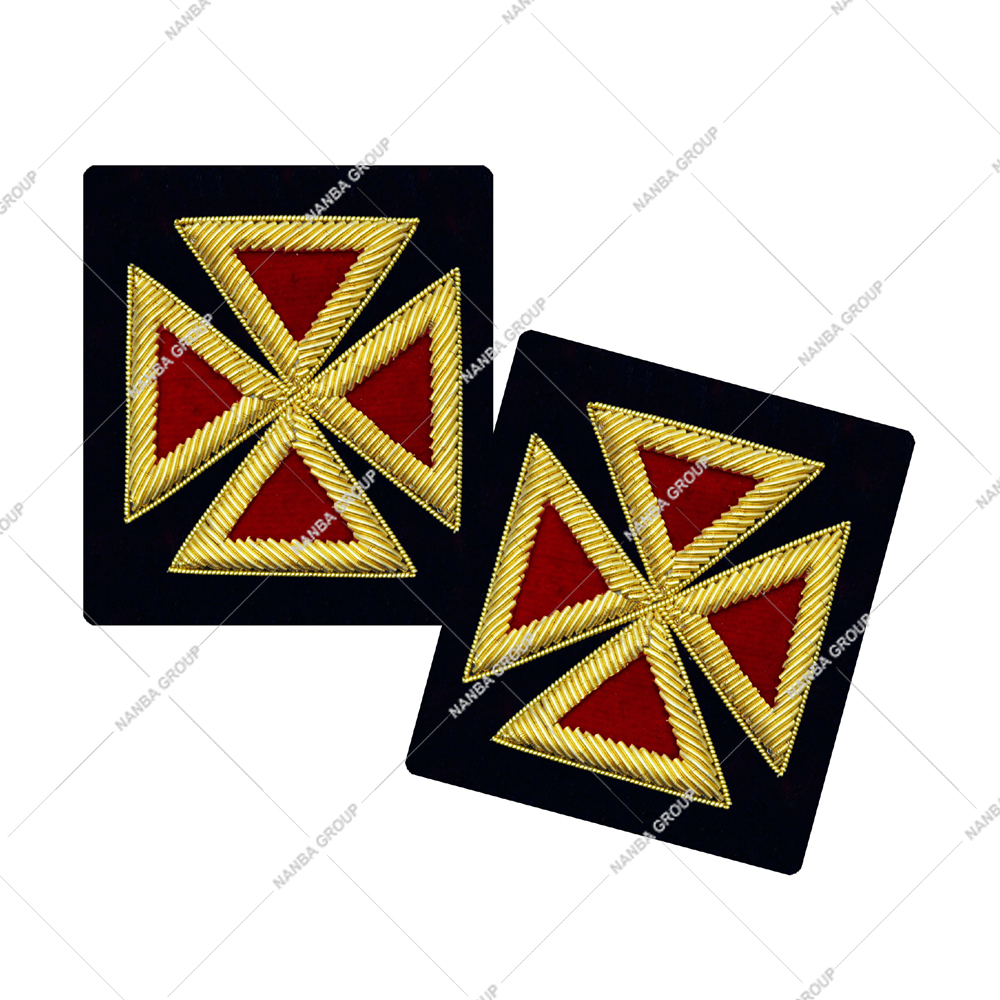 Photo-06 Past Grand Master Knights Templar Frock Coat Sleeve Insignia MAROON GOLD | Hand Embroidered Rosette | Masonic Regalia - Image 1