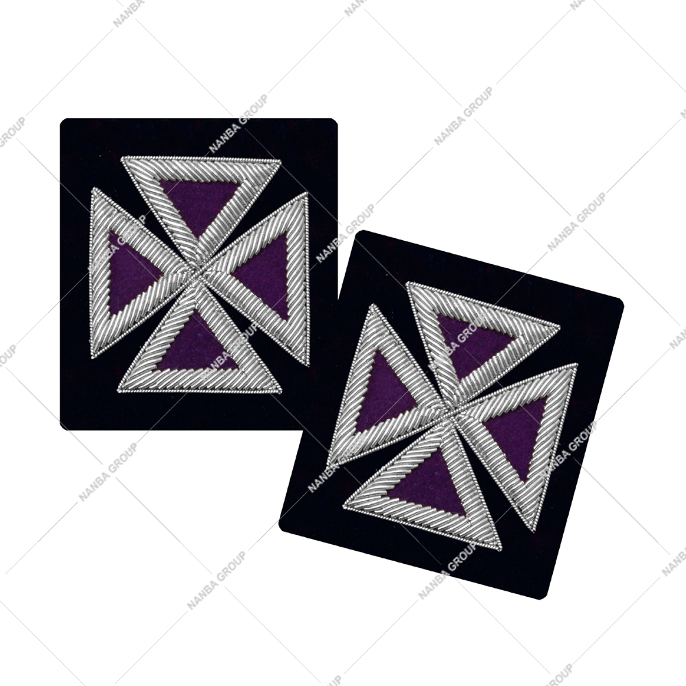 Photo-06 Past Grand Master Knights Templar Frock Coat Sleeve Insignia Purple Silver| Knights Templar Chapeau Rosette - Image 1