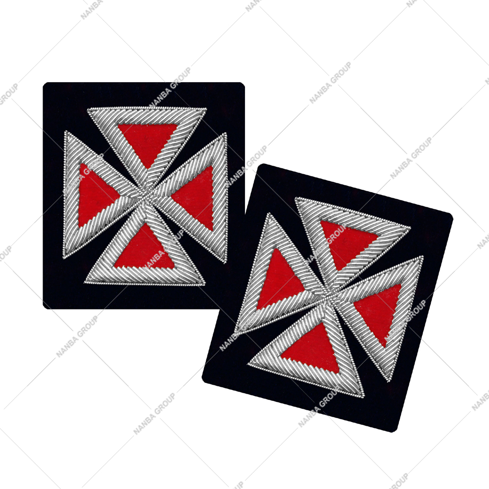 Photo-06 Past Grand Master Knights Templar Frock Coat Sleeve Insignia Red Silver | Lodge Accessories | Ceremonial Rosette - Image 1